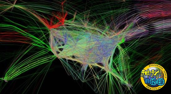 北美上空航班飞行路线图 - 神秘的地球 科学|自