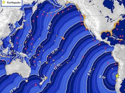 智利大地震所引发首轮海啸波袭击夏威夷