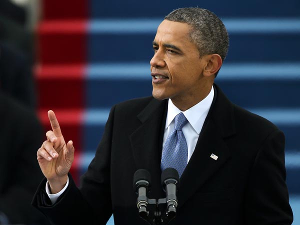 President Barack Obama speaks during the presidential inauguration at the U.S. C