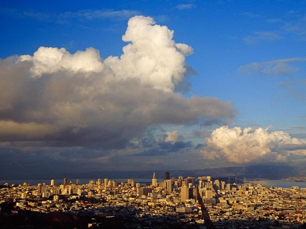 Cities such as San Francisco, California (pictured) can affect the weather in pl