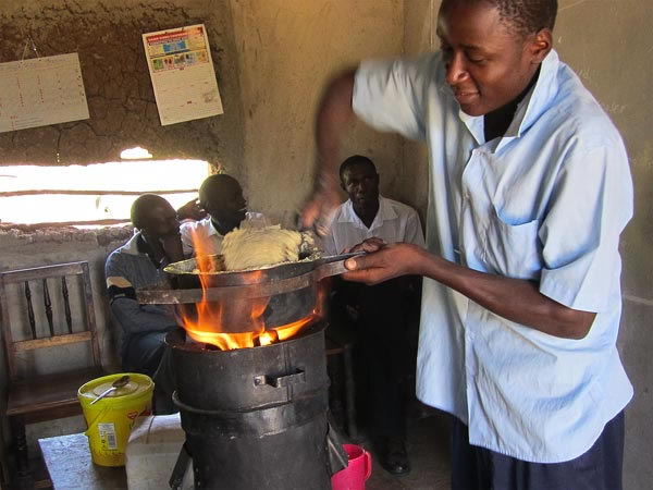 Cookstoves that can produce biochar, like the one pictured above in western Keny