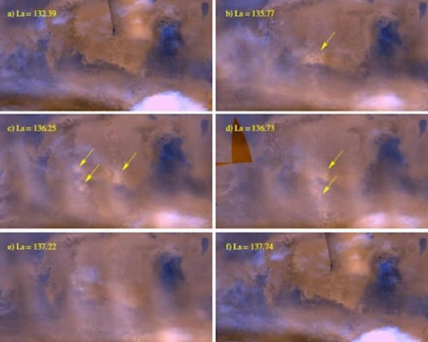 ������ֵĻ���ȫ��̽��(Mars Global Surveyor)�۲⵽��һ�����ݵĻ���ɳ����