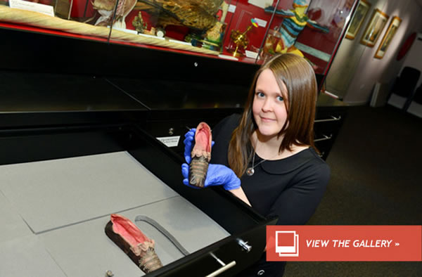 Silk and leather slippers researchers believe were once worn by Napoleon Bonapar