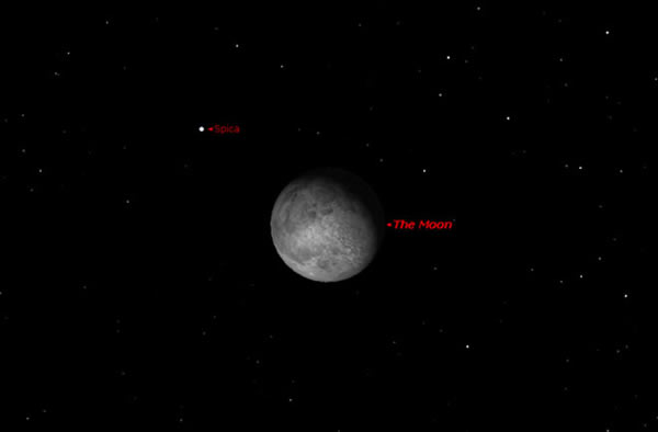 A close-up view of the night sky on March 1 at 1 a.m. shows the waxing gibbous m