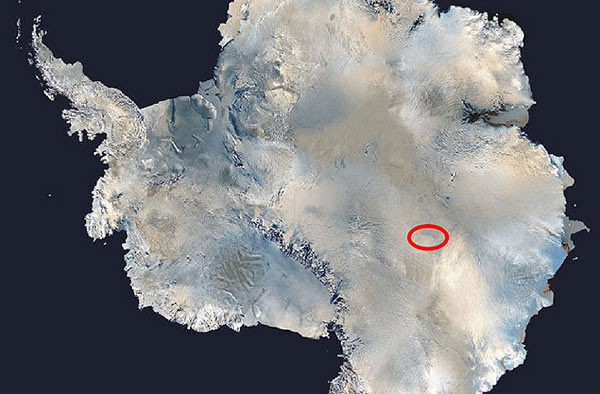 Lake Vostok location in Antarctica.