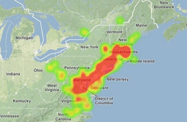 This map, created by Mike Hankey of the American Meteor Society, depicts the sig