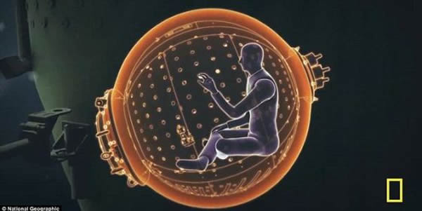 卡梅隆所在的球形驾驶舱,这种形状能够在最大程度上经受住高压考验