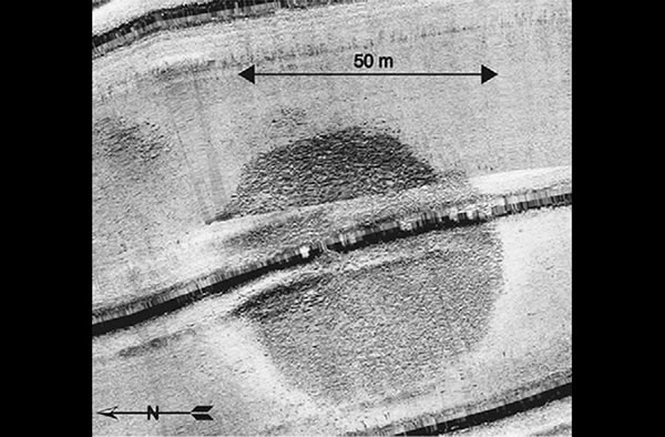 This circular structure, detected in a sonar survey of the Sea of Galilee, has a