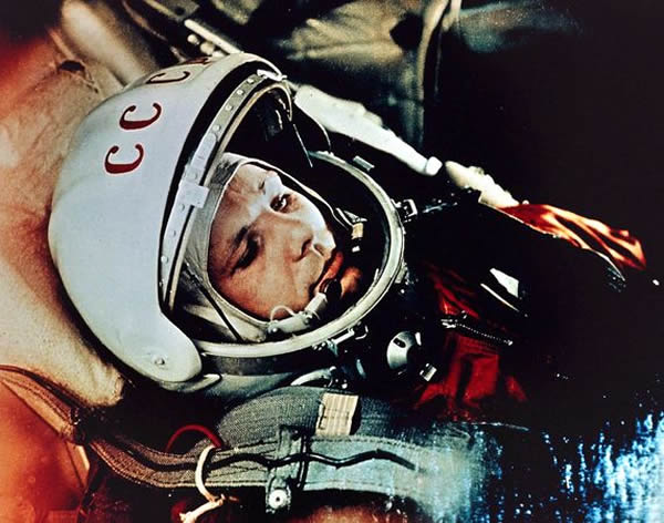 Russian cosmonaut Yuri Gagarin, the first man in space, completed a circuit of t