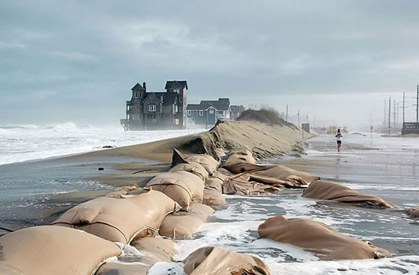 Sea level rise is swamping coasts; Rodanthe in the Outer Banks of North Carolina