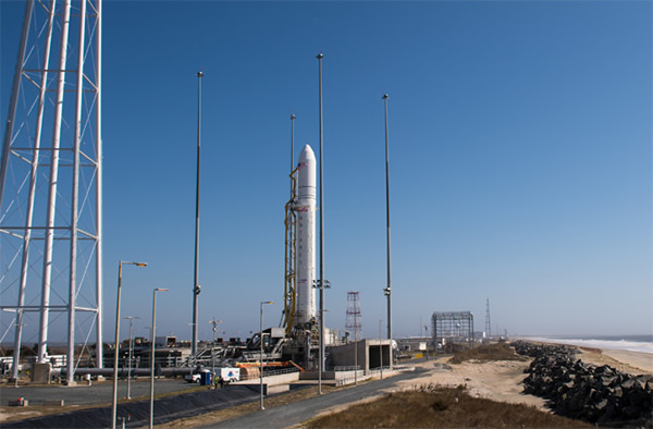 The Orbital Sciences Corporation Antares rocket is seen on the Mid-Atlantic Regi