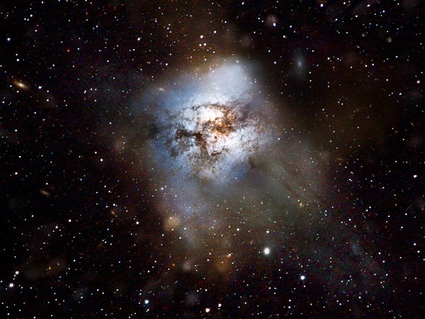 An illustration of a starburst galaxy, similar to one—dubbed HFLS3—recently foun