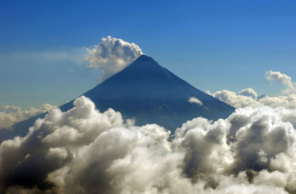 The Mayon volcano as seen from a plane in Legaspi City, Albay province on May 3,