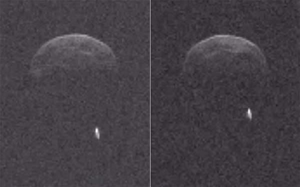 美国宇航局公布带有卫星的小行星1998 QE2的雷达图像