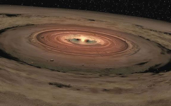 这幅艺术创作图片显示褐矮星周围潜在的火星大小岩石行星