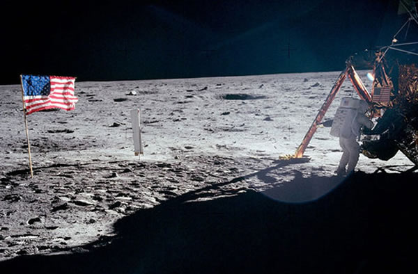The only full-body photo of Neil Armstrong on the moon shows him working at the
