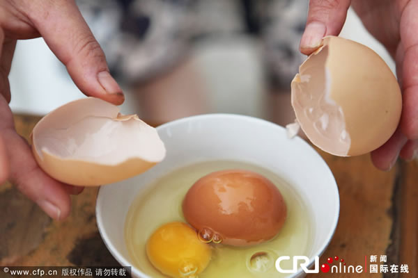 浙江金华一只母鸡生下蛋中蛋