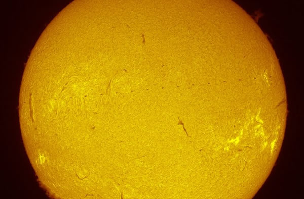 Hydrogen-alpha image of the solar transit of the Chinese Shenzhou-10 module dock