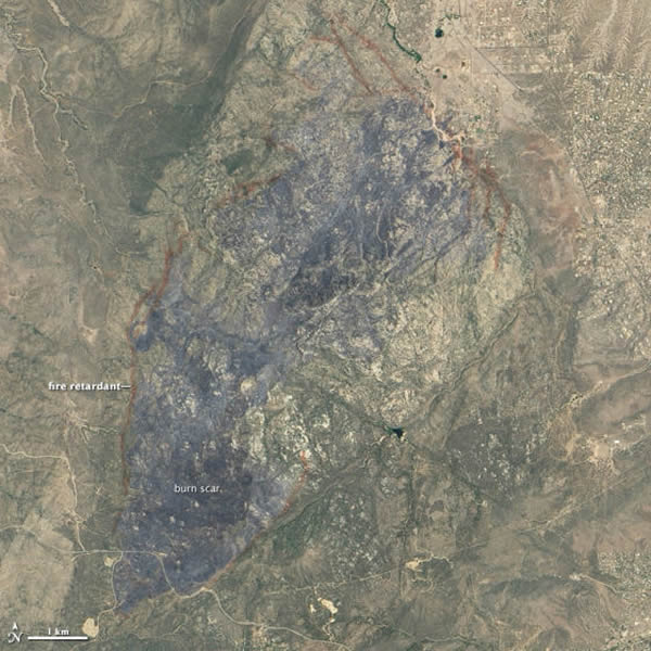 星照片展示美国亚利桑那州火灾留下的烧伤斑痕