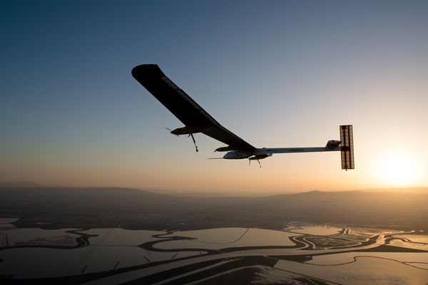 Solar Impulse on one leg of its cross-country flight.
