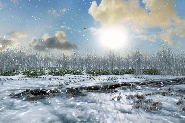 This animation of a virtual model shows the midwinter solstice viewed from a new
