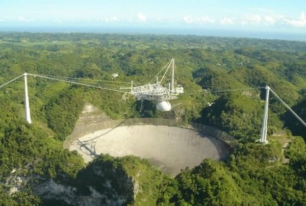 位于波多黎各阿雷西博山谷中的大型射电望远镜,其任务之一是“监听”宇宙文明信号,并向特定的恒星(团)发送人类文明信号