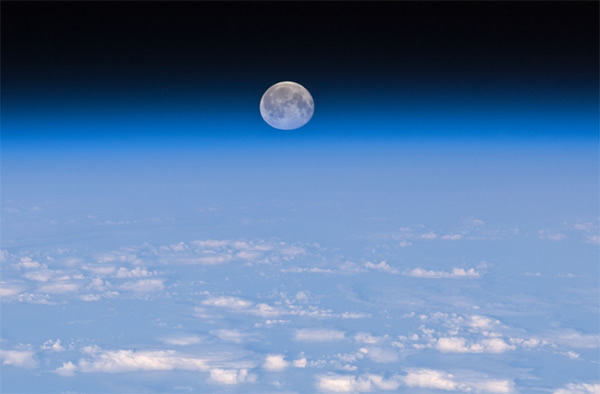 Moonrise over Earth as seen by International Space Station astronauts.