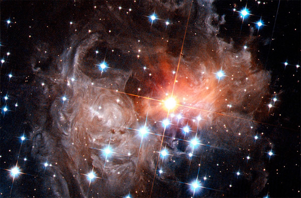 Variable star V838 Monocerotis as imaged by the Hubble Space Telescope.