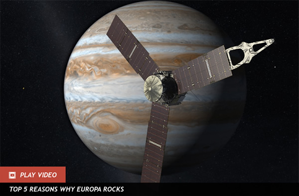 Artist’s rendering of Juno approaching Jupiter (NASA/JPL-Caltech)