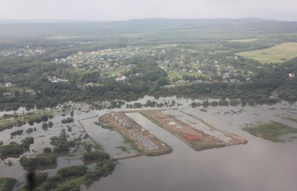 俄罗斯出动直升机解救被洪水围困棕熊