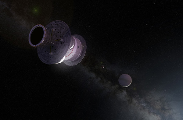 Artist’s impression of the Icarus starship arriving at a planetary system. Credi