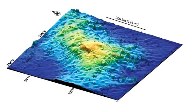 A 3-D map of the Tamu Massif formation, which scientists now say is one huge shi