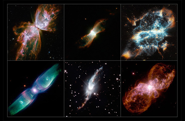 A selection of planetary nebulae as observed by Hubble. Top row (left to right):