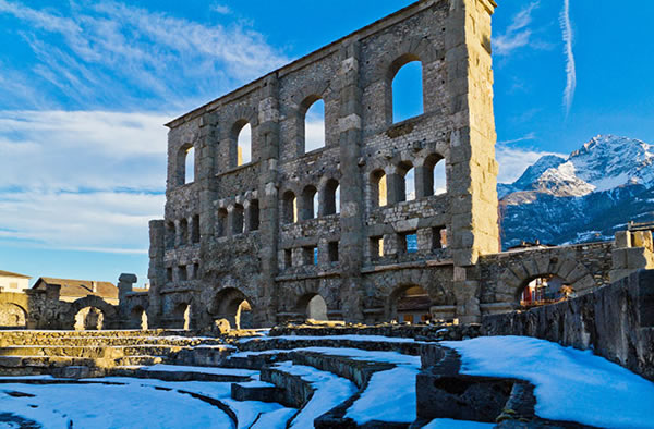 The Roman theater in Aosta, where scholars are working to find the exact date of