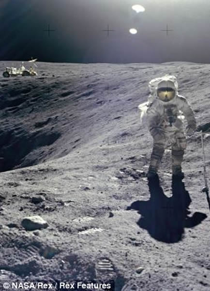 宇航员杜克在月球上行走