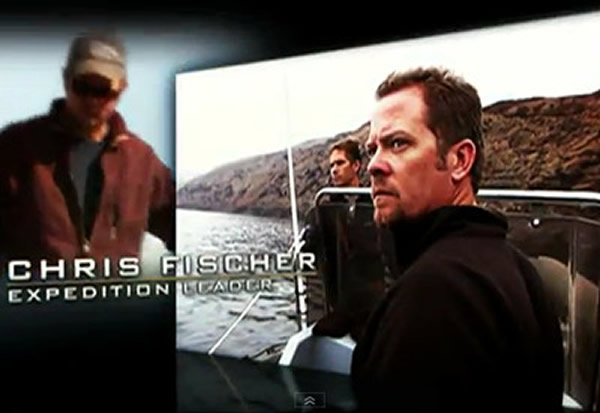 鲨鱼人(Shark Men)影片画面,主持人费雪(Chris Fischer)强调,制作单位撒鱼饵符合规定。