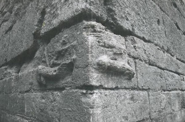 Two penises engraved on a 2,000 year old stone in the city of Aosta in northern