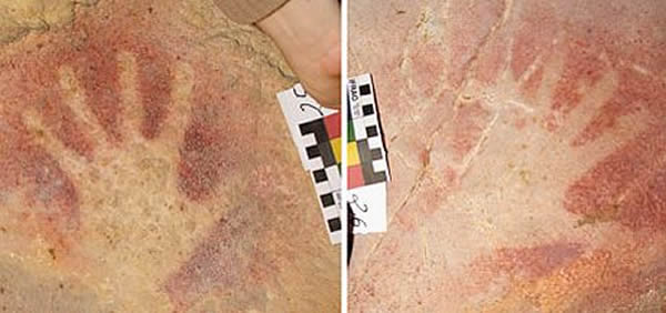 原始壁画中留下的女性手印