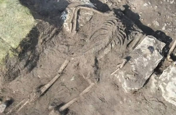 Archaeologists have discovered skeletons lying in their death pose inside an isl