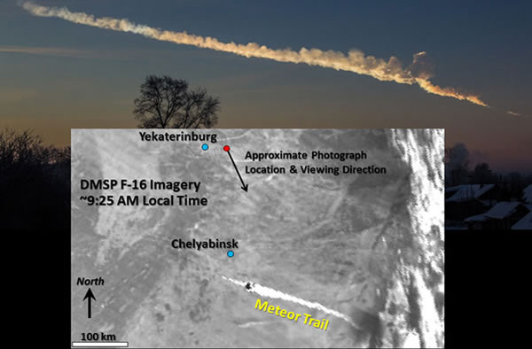 Russian Meteor Explosion Seen From Space