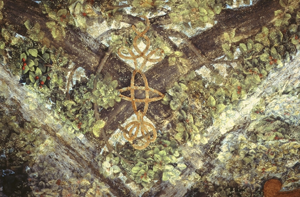 A mural on the roof of the Milan castle where Da Vinci work was recently recover