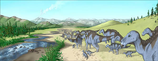 鸭嘴龙群复原图