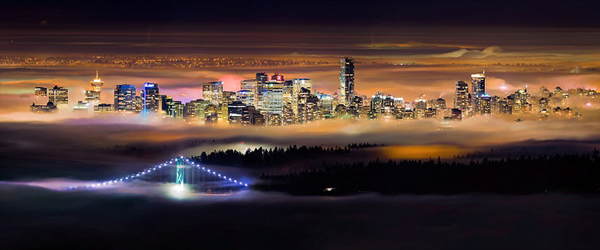 加拿大温哥华的漂亮雾景