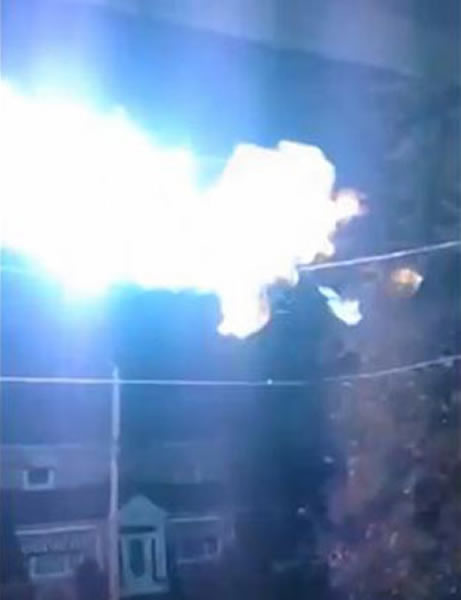 A screengrab from amateur video of a massive fireball that roared through a sect