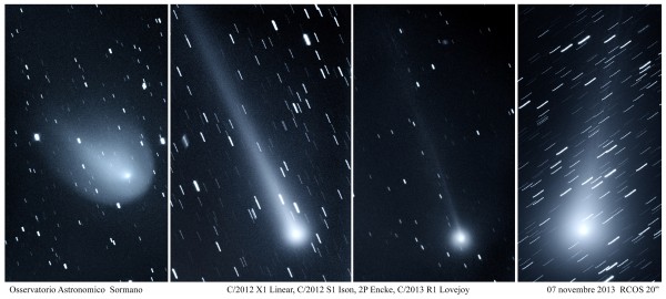 All four comets now visible in the pre-dawn skies are captured on November 7 fro