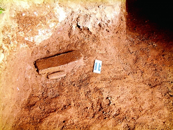 出土的石磨盘棒