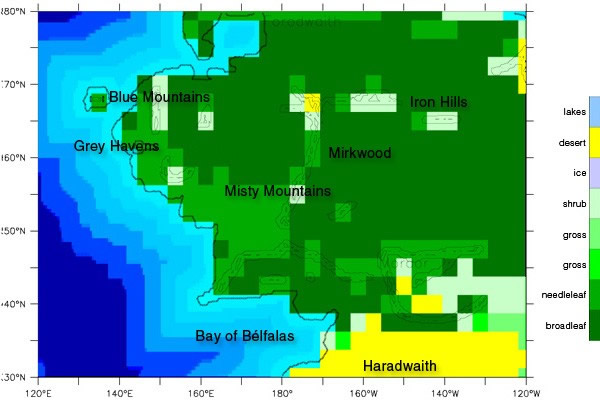 《霍比特人》和《指环王》里的中土世界的气候模型