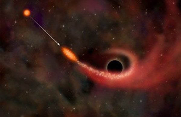 一颗恒星被黑洞潮汐力撕裂