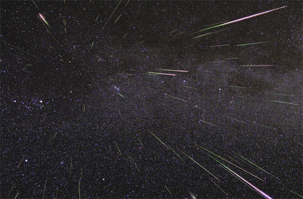 The Geminid meteor shower happens when the Earth passes through the dust trail o
