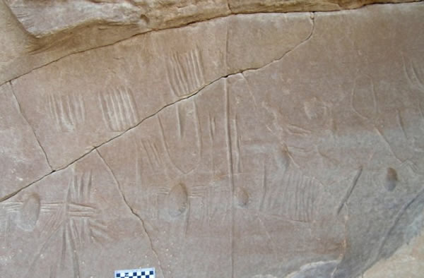 This broken panel depicts the only known example of spider rock art in Egypt and